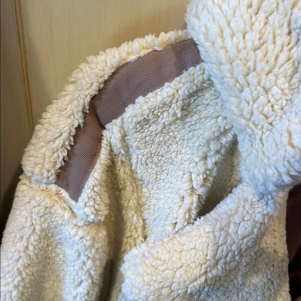 NWT FREE PEOPLE joplin cozy teddy Sherpa coat in ivory size large - Picture 9 of 13